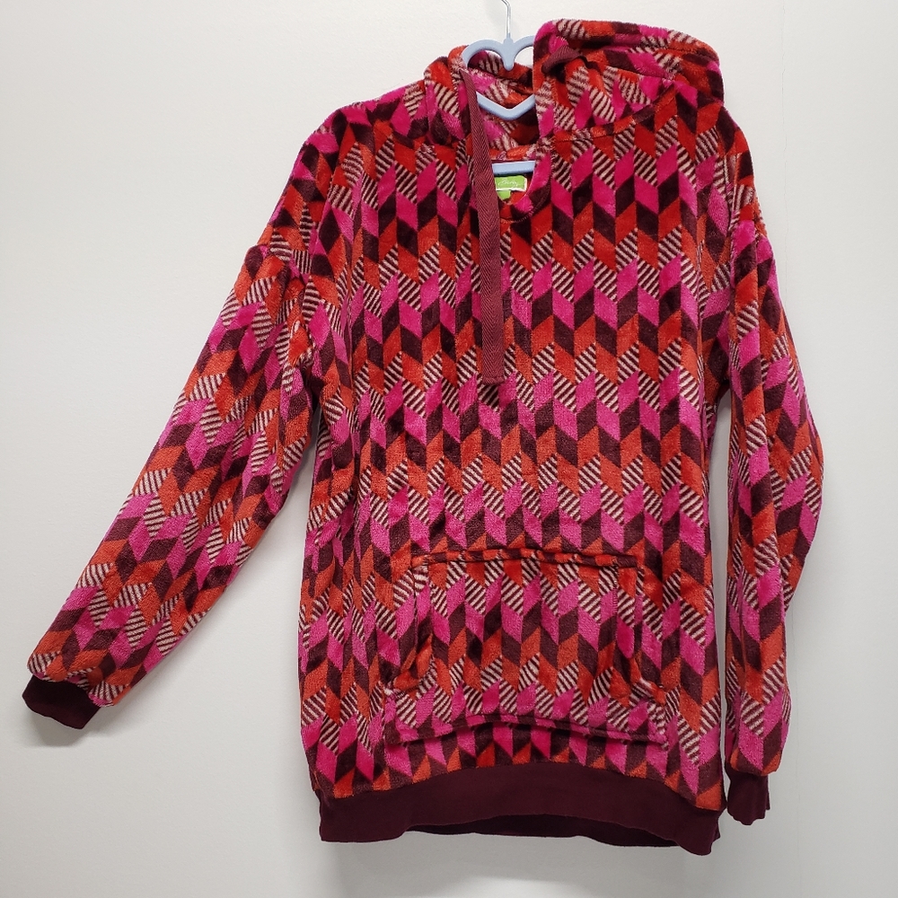 Vera Bradley Fleece Pullover LS Hoodie Sweatshirt Size M Geometric Colorful